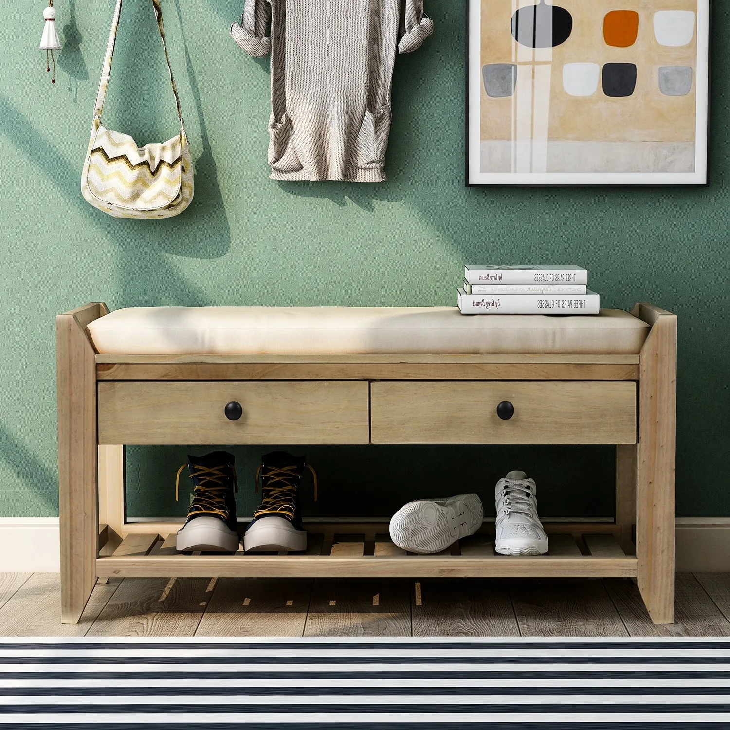 Modular Entryway Storage Bench - Gray Wash