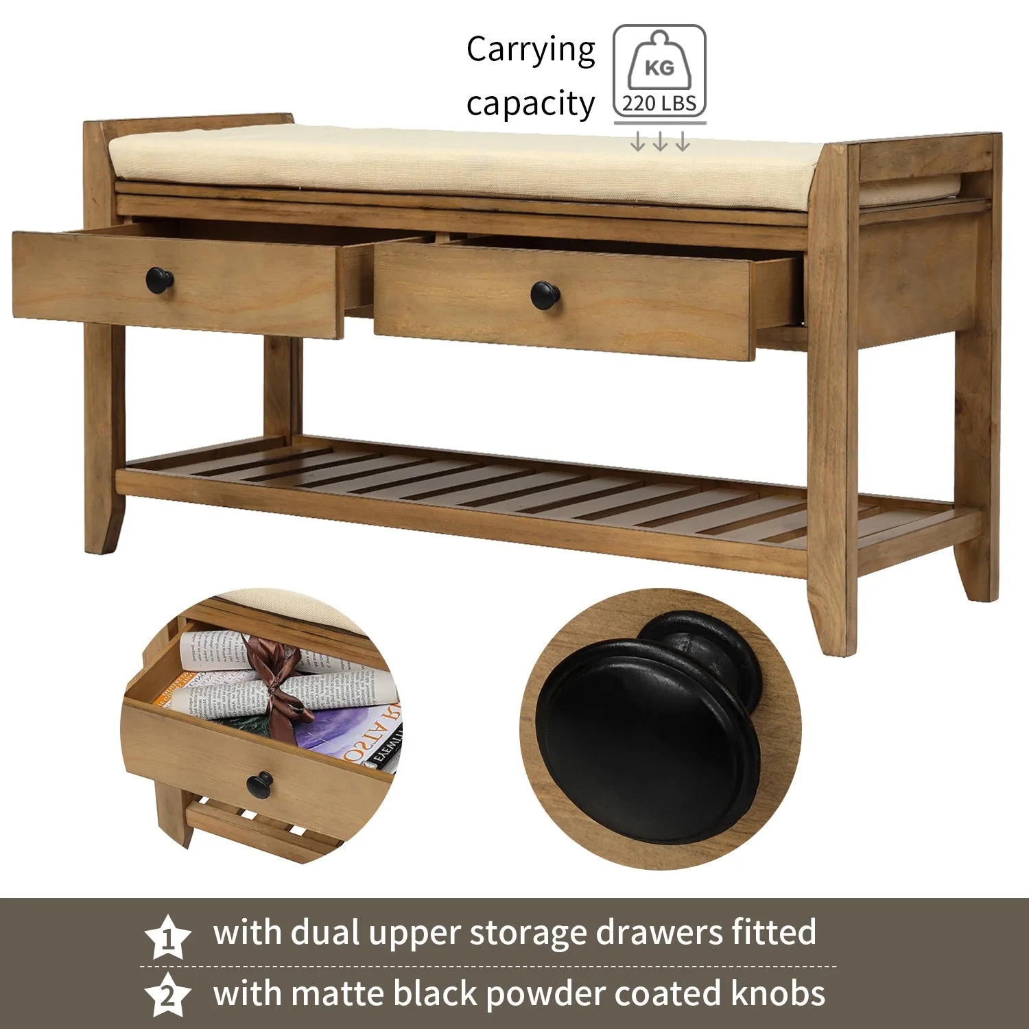 Modular Entryway Storage Bench - Old Pine