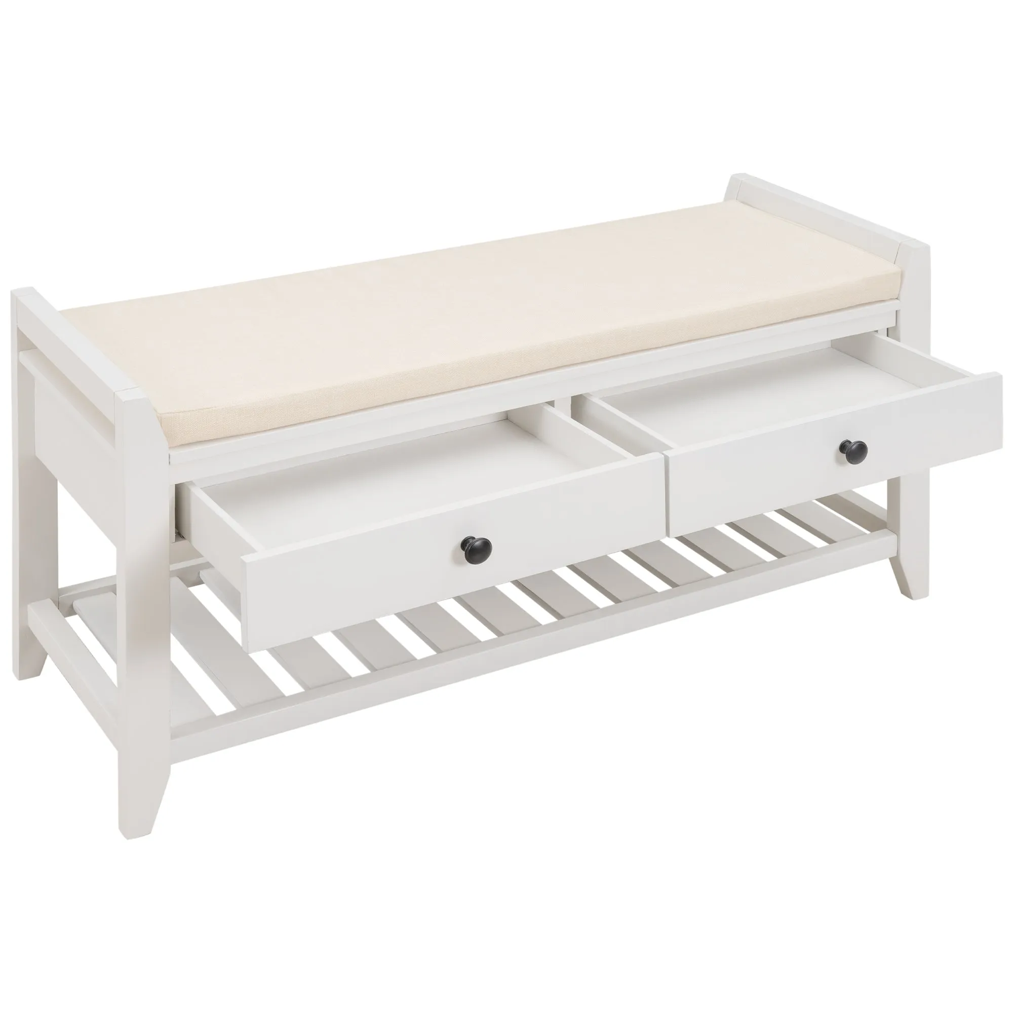 Modular Entryway Storage Bench - White