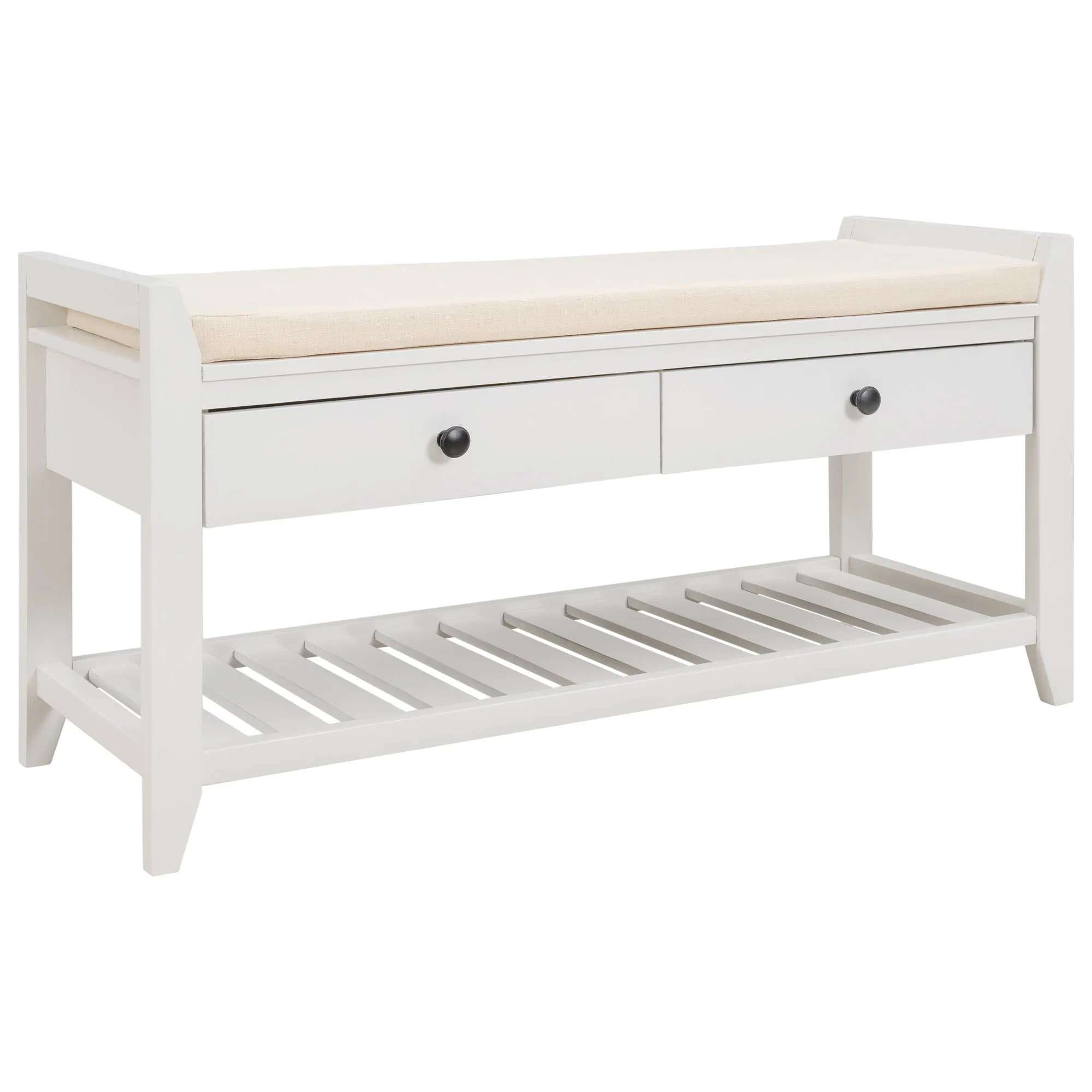 Modular Entryway Storage Bench - White