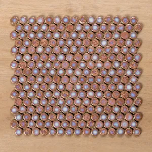 Mooloolaba Gloss Coral Porcelain Penny Round Mosaic Tile 20x20mm SINGLE SHEET