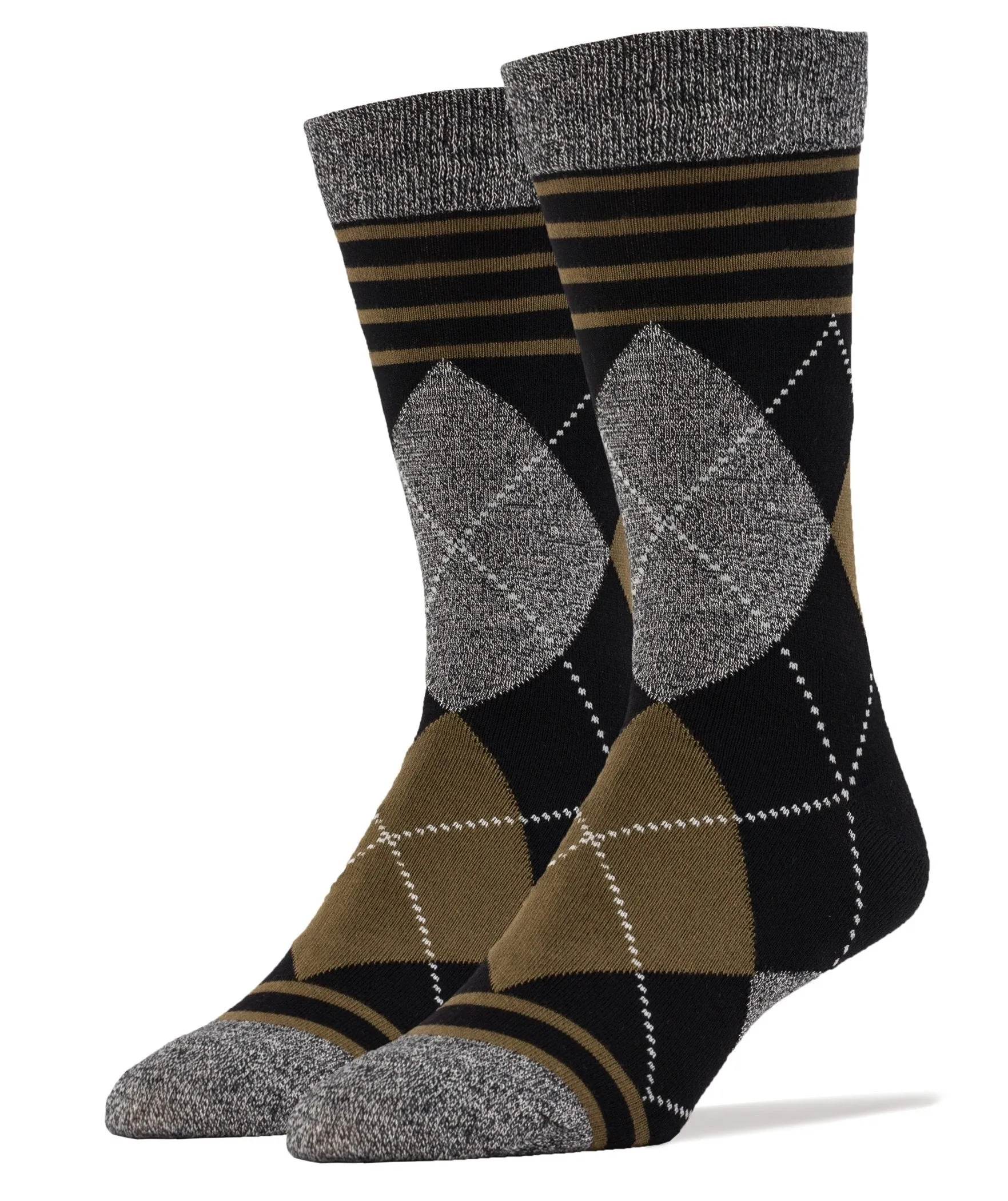 Mr. Elliot Argyle (Black) Men's Bamboo Crew Sock