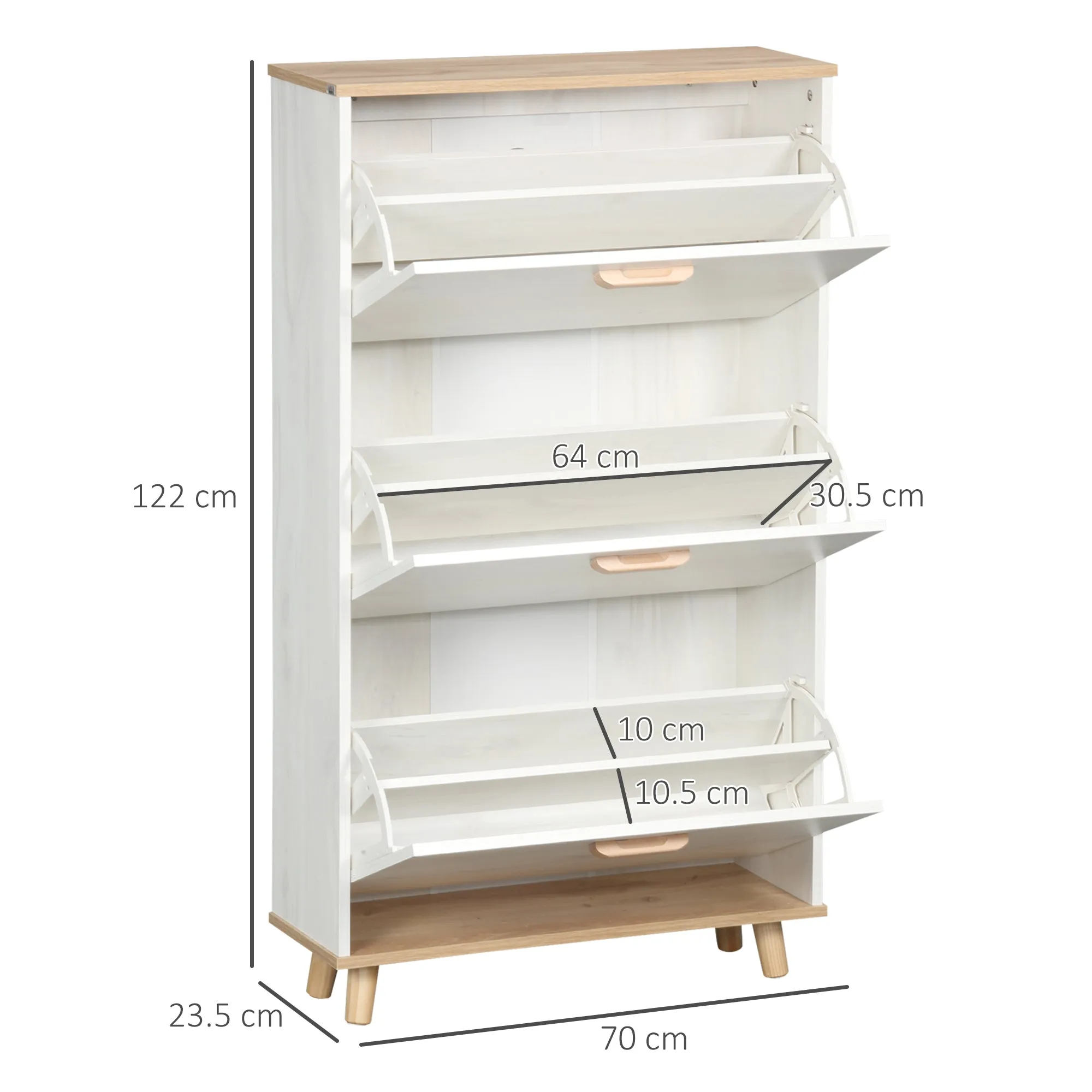 Narrow Shoe Cabinet, Slim Shoe Storage Cabinet with 3 Flip Drawers and Adjustable Shelves, 12 Pair of Shoes Organizer for Hallway