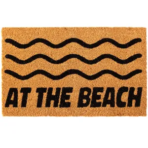 Natural Coir Door Mats With Heavy Duty Rubber Backing - At The Beach Design