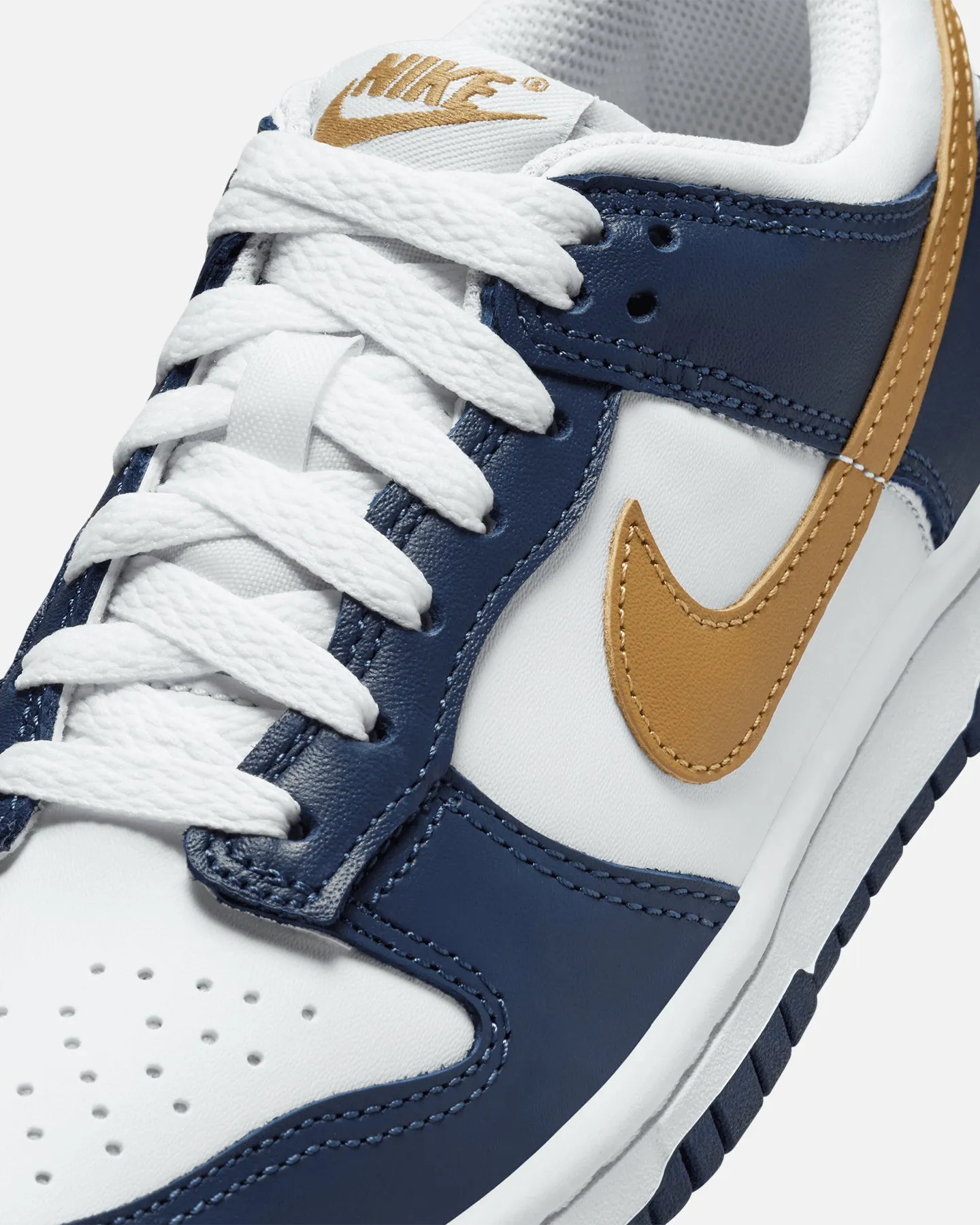 Nike Kids' Dunk Low (GS) White/Wheat-Midnight Navy