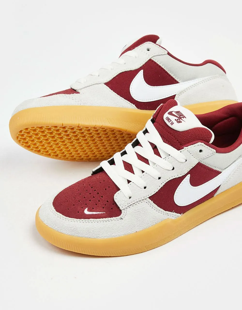 Nike SB Force 58 Skate Shoes - Team Red/White-Summit White-Gum Lt Brown