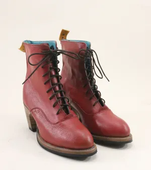 no.0036 crosswalk ankle lace boot red hand-painted sz 7