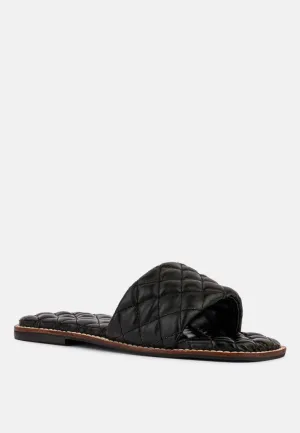 ODALTA Black Handcrafted Quilted Summer Flats