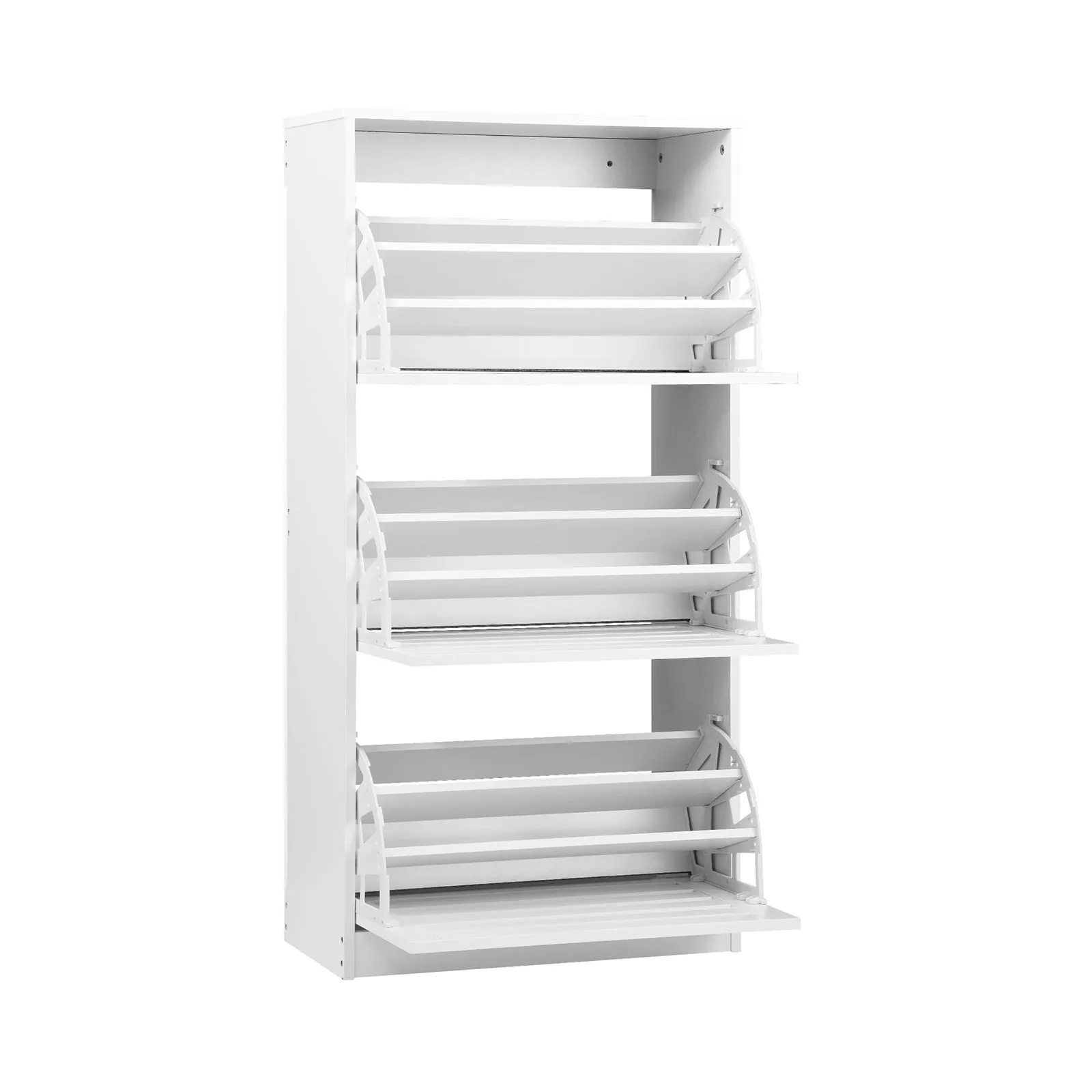 Oikiture Shoes Rack Shoe Storage Cabinet Organiser Shelf 3 Doors 45 Pairs White