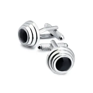 Onyx Art Rhodium Black Enamel Tuxedo Cufflinks