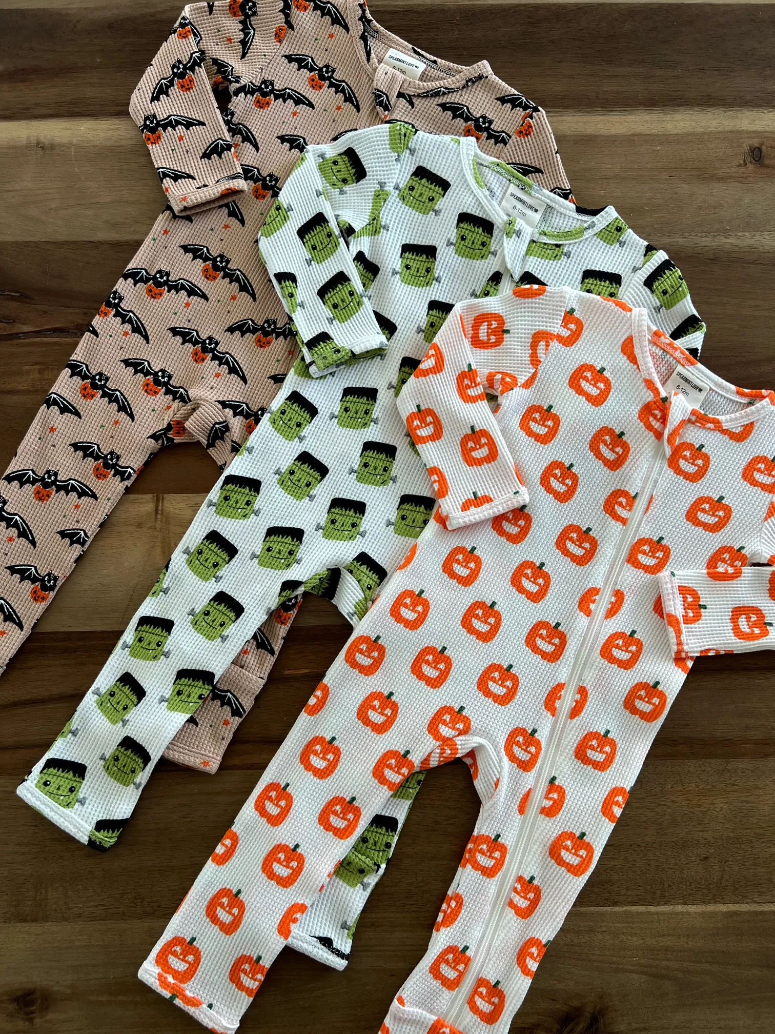 Organic Waffle Basic Zip Romper, Jack-O-Lantern