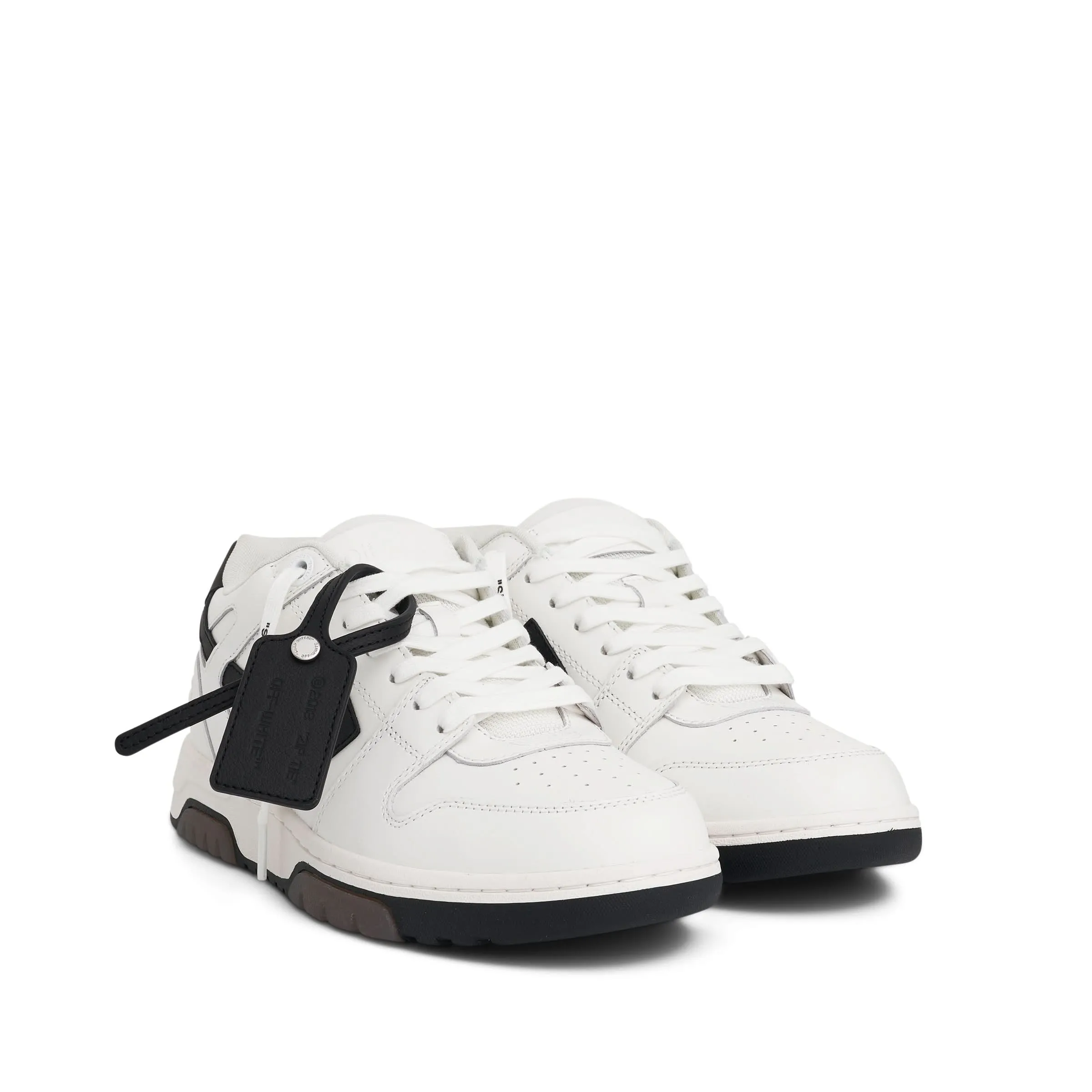 Out Of Office Calf Leather Sneakers in White/Black