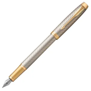 Parker IM Premium Fountain Pen Warm Silver with Gold Trim