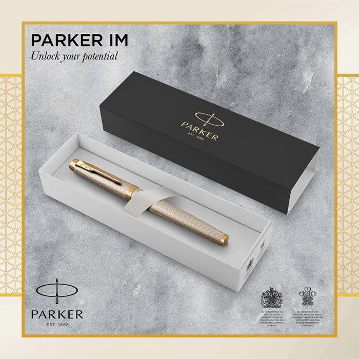 Parker IM Premium Fountain Pen Warm Silver with Gold Trim