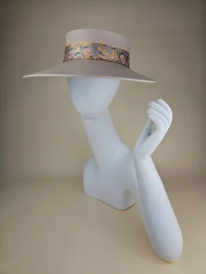 Peach Gray "LadyEVA" Visor Hat with Golden Multicolor Band