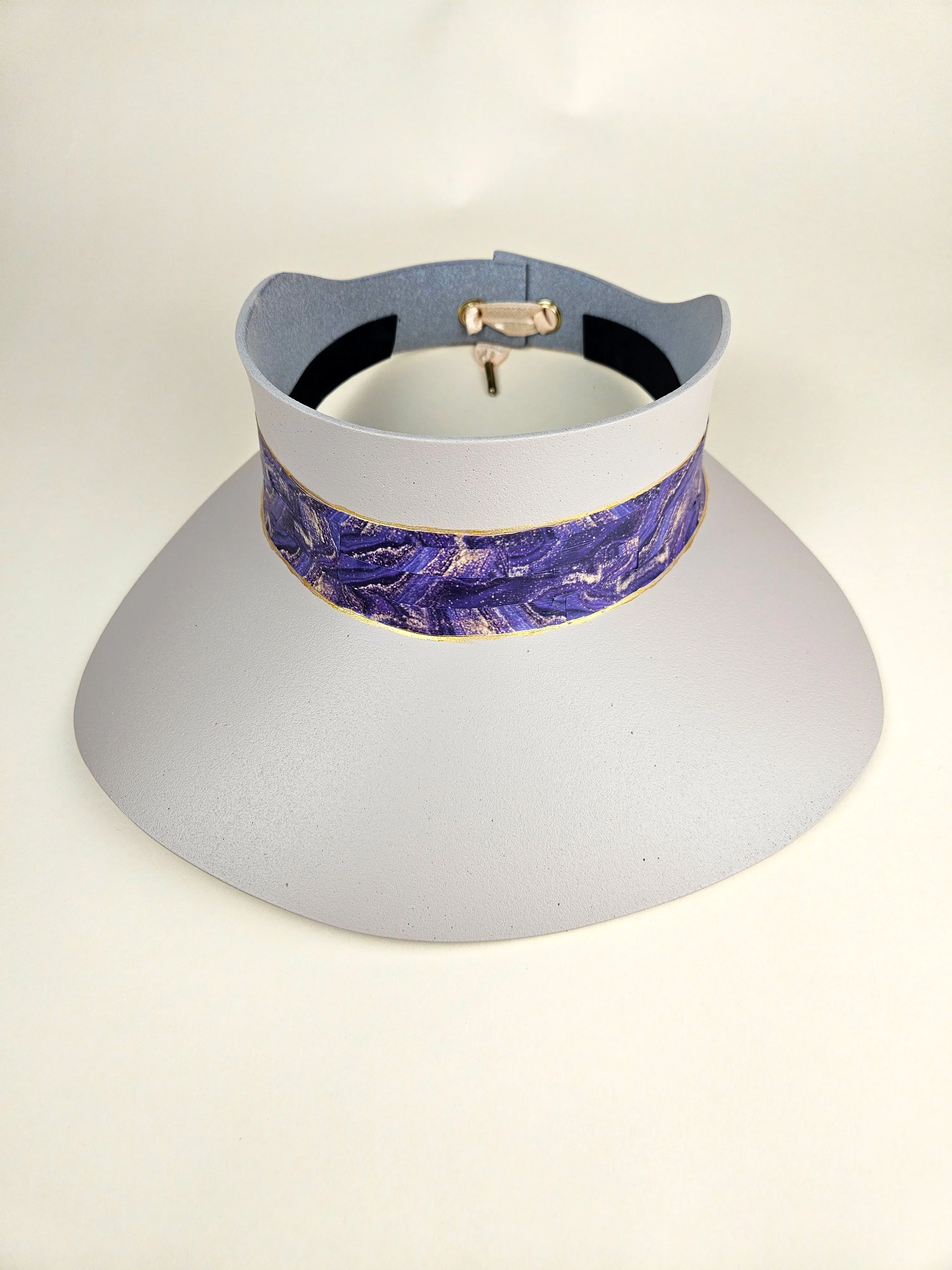 Peach Gray "LadyEVA" Visor Hat with Purple Marbled Band