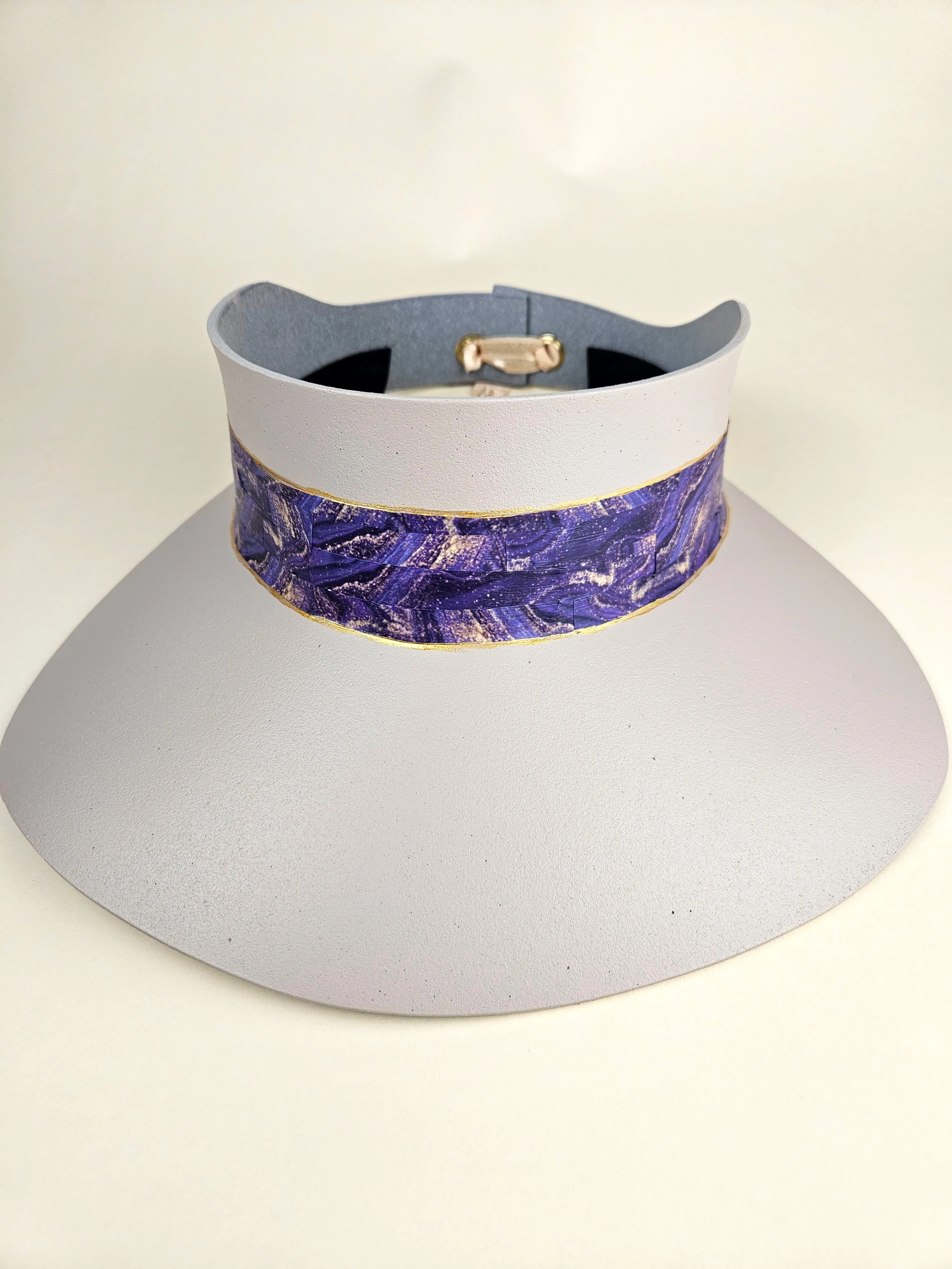 Peach Gray "LadyEVA" Visor Hat with Purple Marbled Band