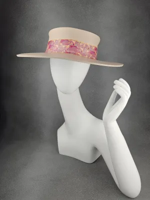 Peachy Beige "LadyEVA" Visor Hat with Magenta Pink Marbled Band