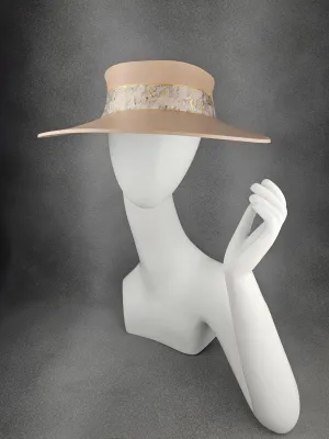 Peachy Beige "LadyEVA" Visor Hat with Marbled Golden Band