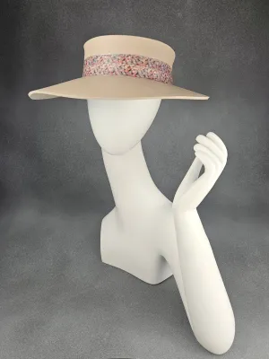 Peachy Beige "LadyEVA" Visor Hat with Multicolor Floral Band