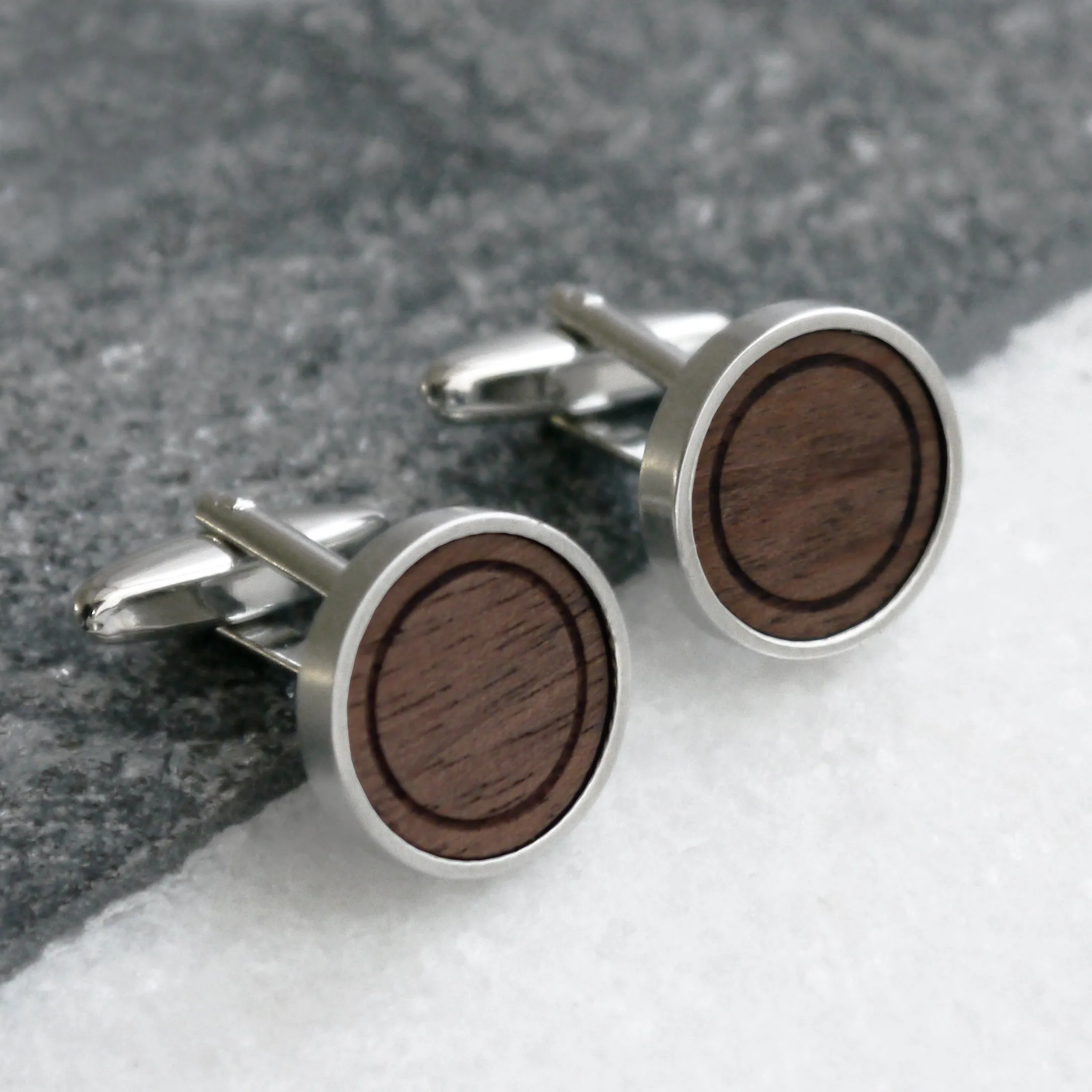 Personalised Minimalist Walnut Wood Cufflinks