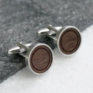 Personalised Minimalist Walnut Wood Cufflinks