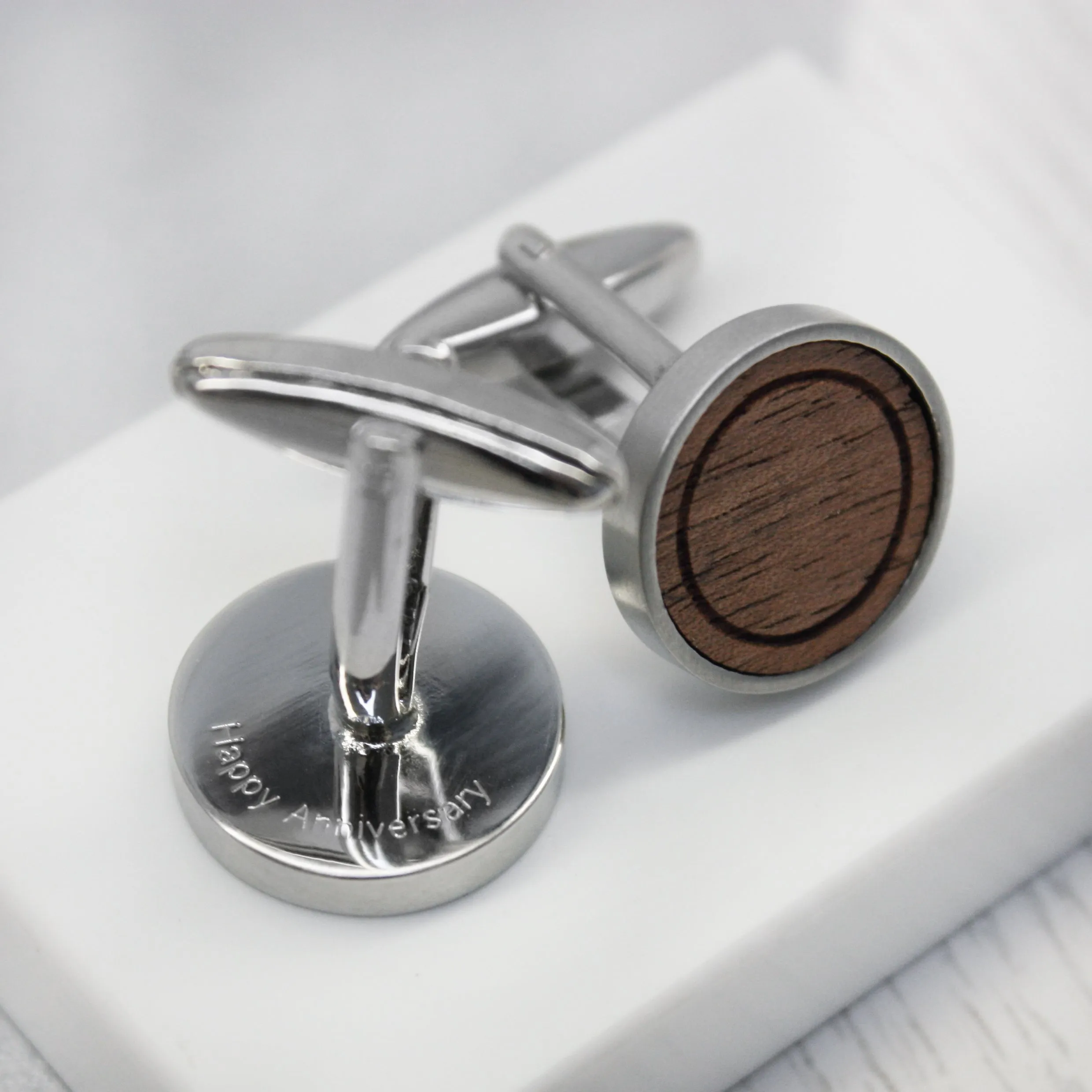 Personalised Minimalist Walnut Wood Cufflinks