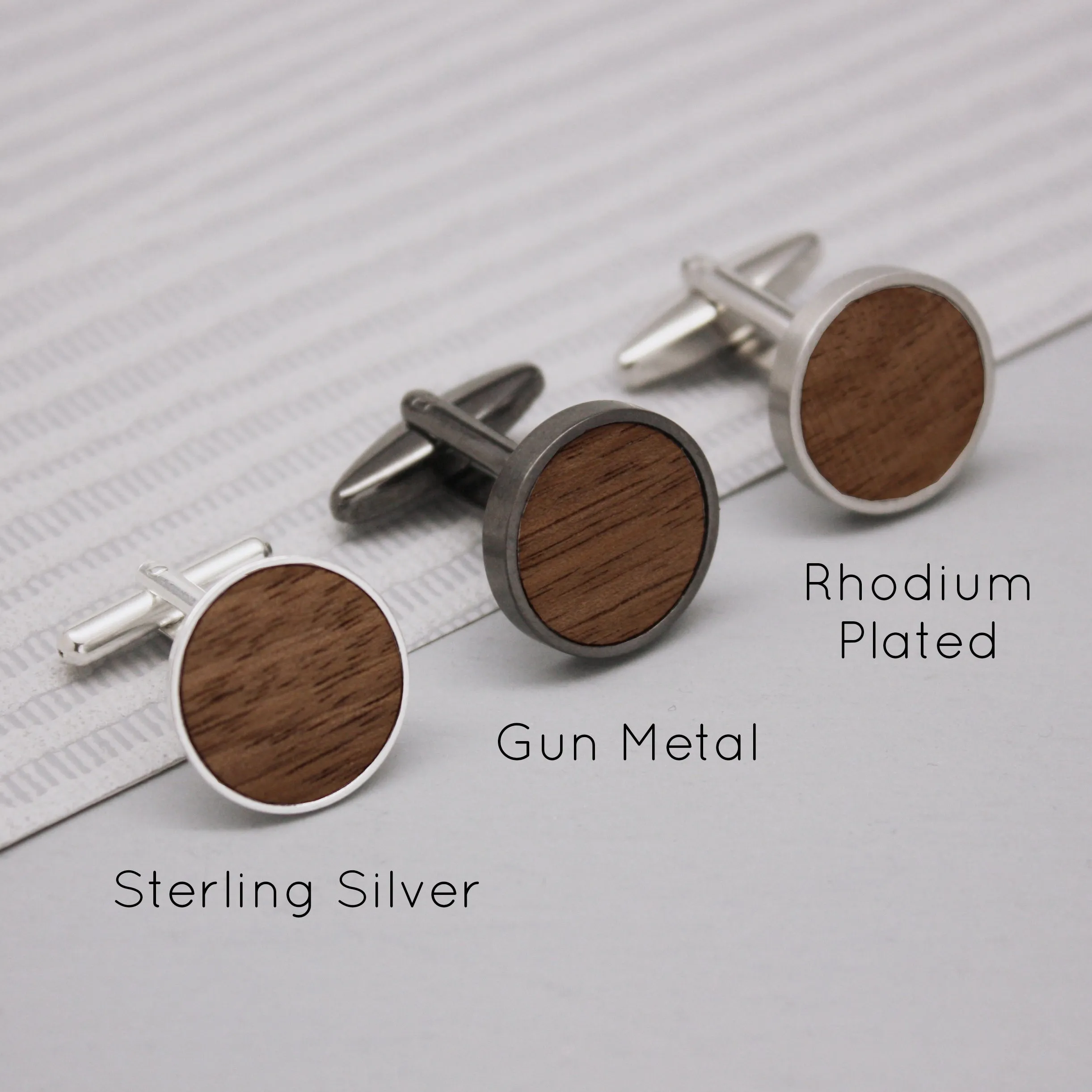 Personalised Minimalist Walnut Wood Cufflinks