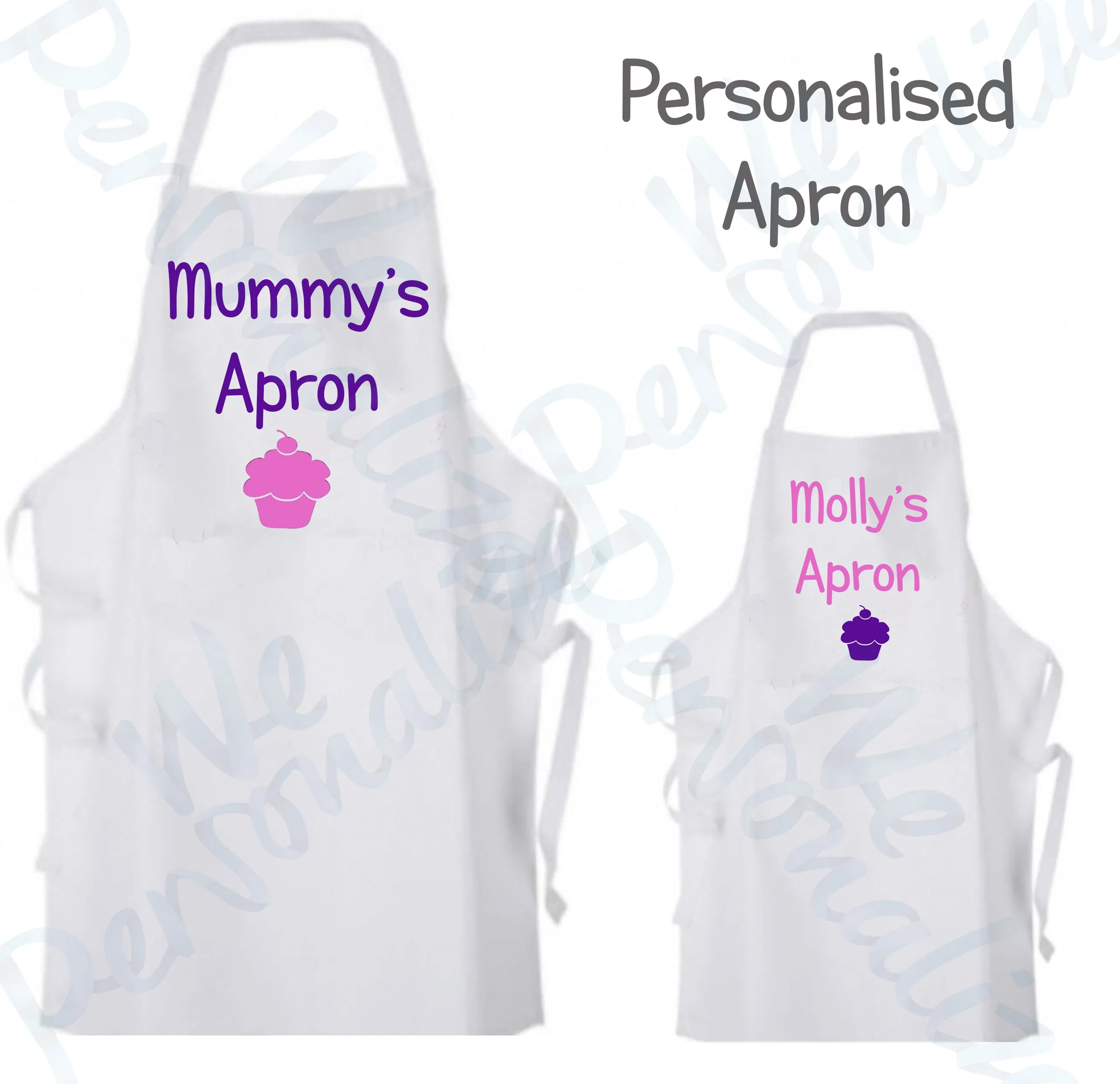 Personalised set of 2 Aprons for Adult/Child