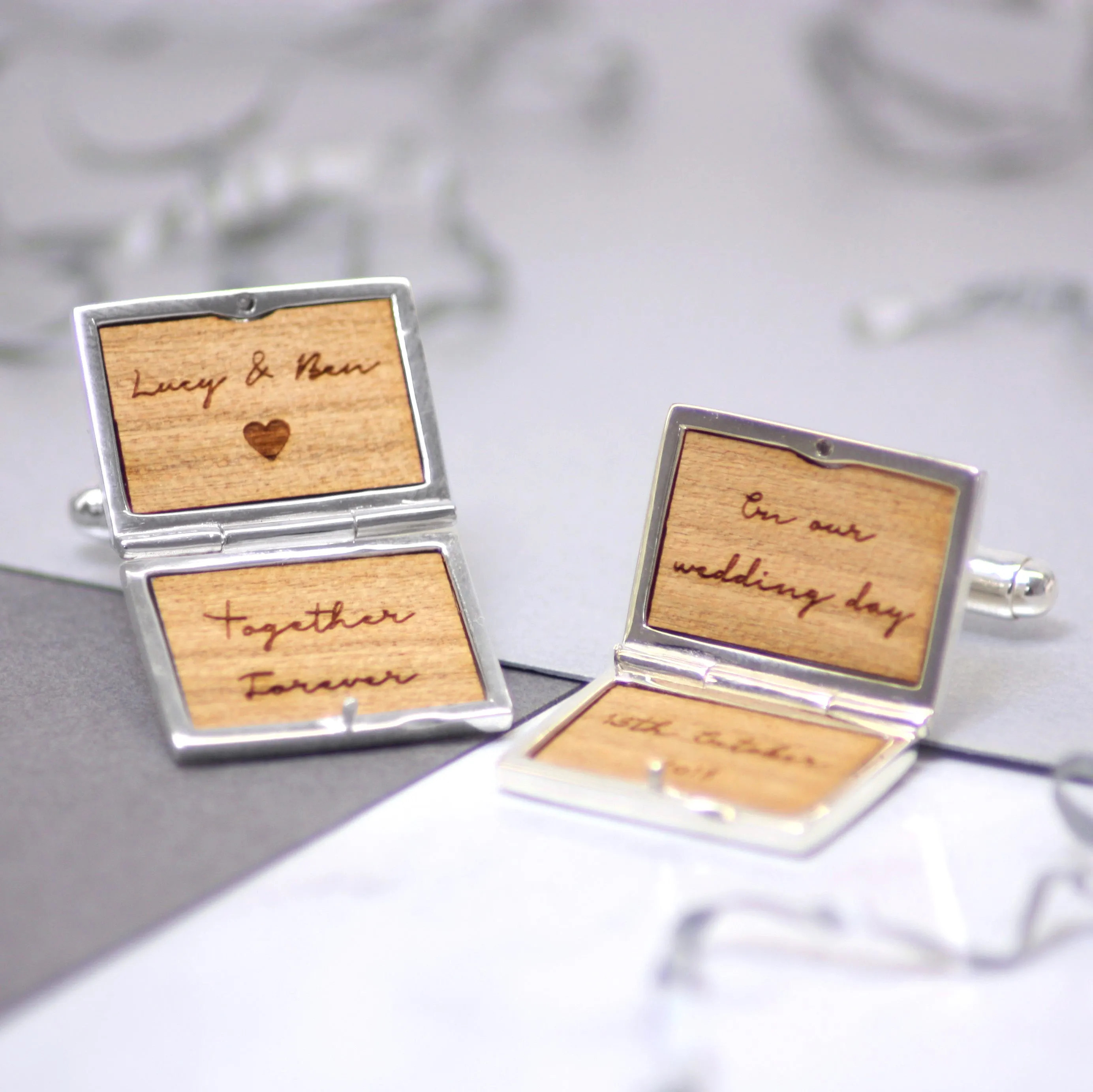 Personalised Sterling Silver Locket Message Cufflinks