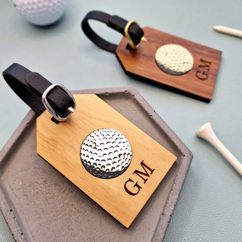 Personalised Wooden Golf Ball Bag Tag, Golfing Gift