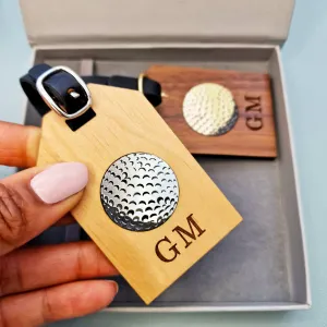 Personalised Wooden Golf Ball Bag Tag, Golfing Gift