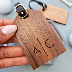 Personalised Wooden Initial Luggage Tag, Golf Tag Gift