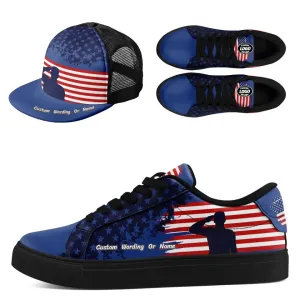 Personalized Combo Offer, Custom Patriotic Shoes and Hat, Unique Gift for Dad, Father,Son