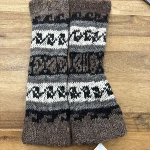 Peruvian - Knit Leg Warmers : Brown and Grey -children-