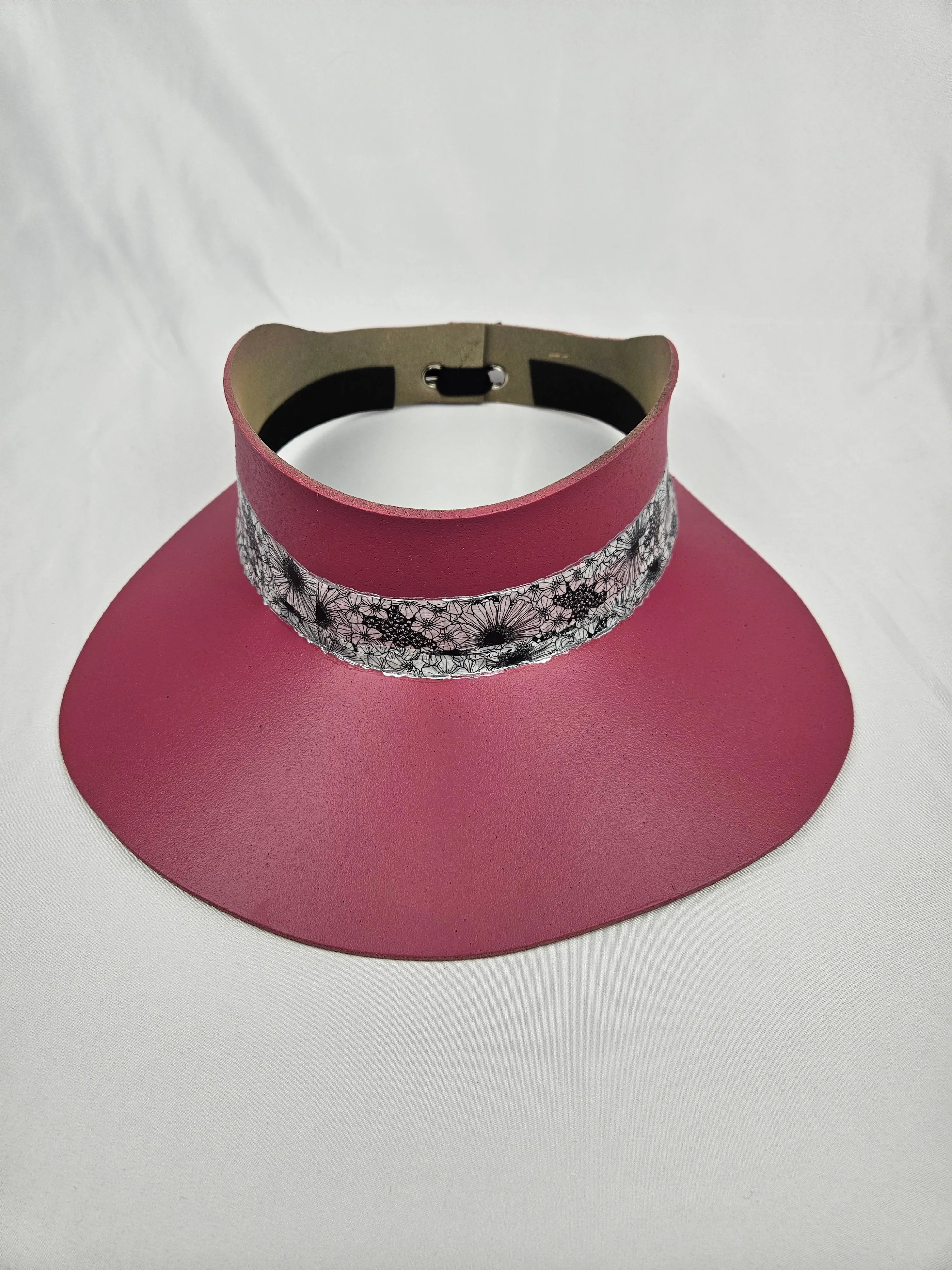 Pink "LadyEVA" Visor Hat with Black and White Floral Band