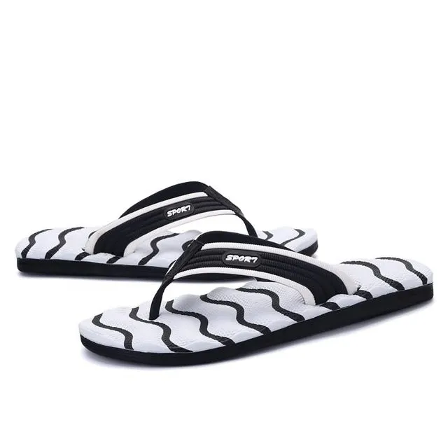 Plardin 2017 Summer Casual men's Flip Flops Flat Sandals Shoes For men Striped Flip Flops Beach Sandals Shoes Man Outside Shoes