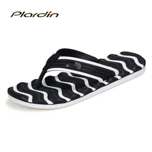 Plardin 2017 Summer Casual men's Flip Flops Flat Sandals Shoes For men Striped Flip Flops Beach Sandals Shoes Man Outside Shoes