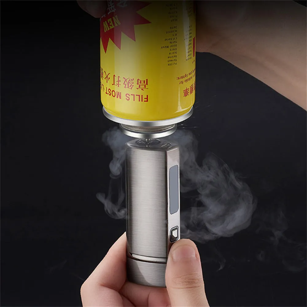 Polished Metal Windproof Triple Burner Refillable Butane Jet Torch - Rechargeable Electronic Ignition - Built-in Cigar Punch