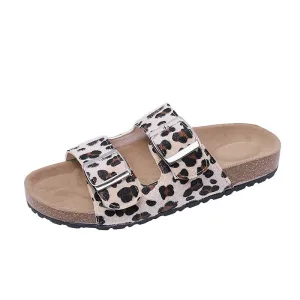 Pre Order:  Buckle Strap Casual Print Cork Slippers