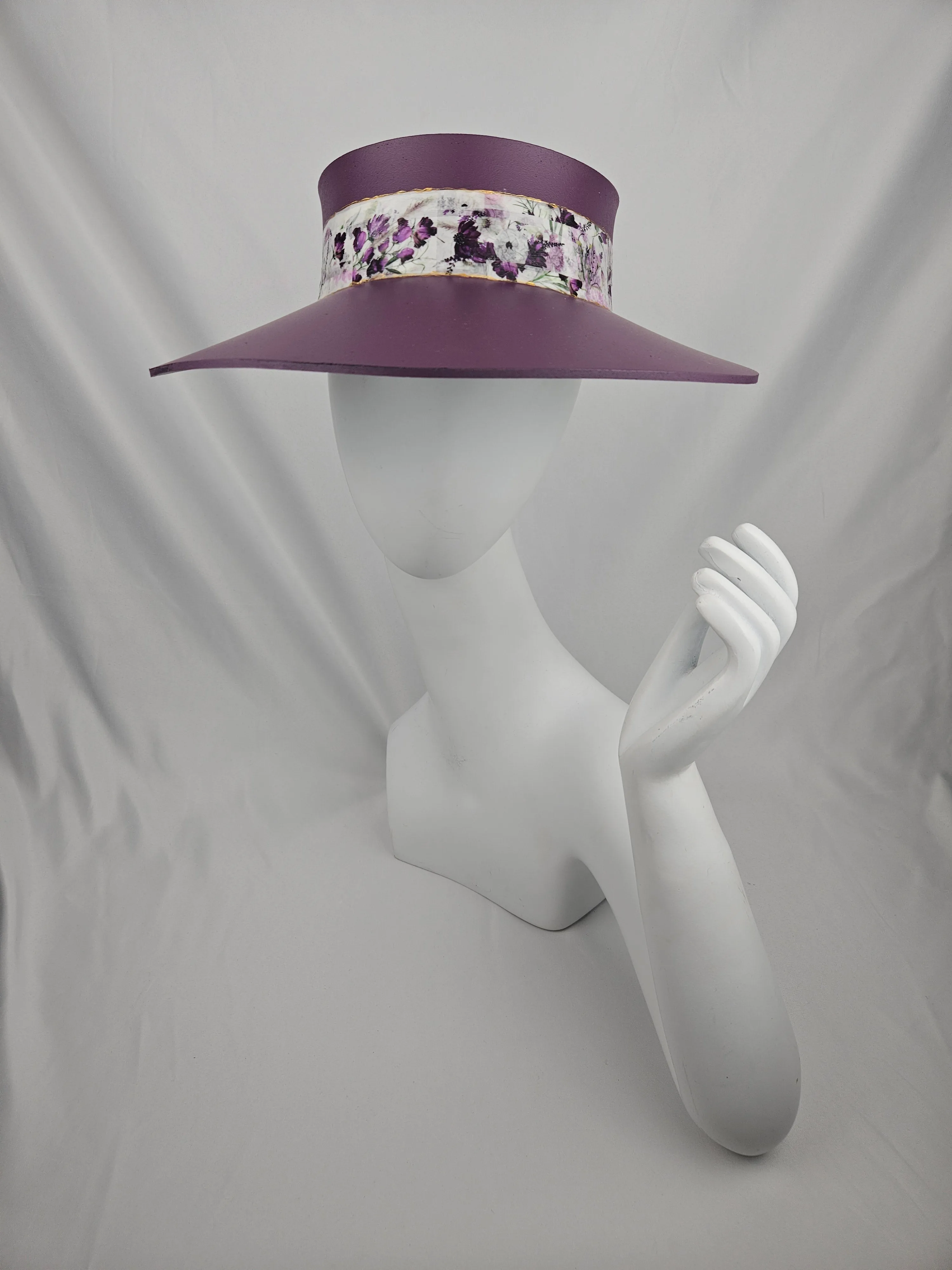 Purple LadyEVA Visor Hat with Bold Purple Floral Band