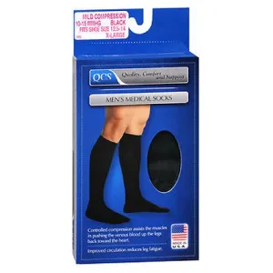 QCS Men's Medical Socks Mild Black Count of 2 By Scott Specialties