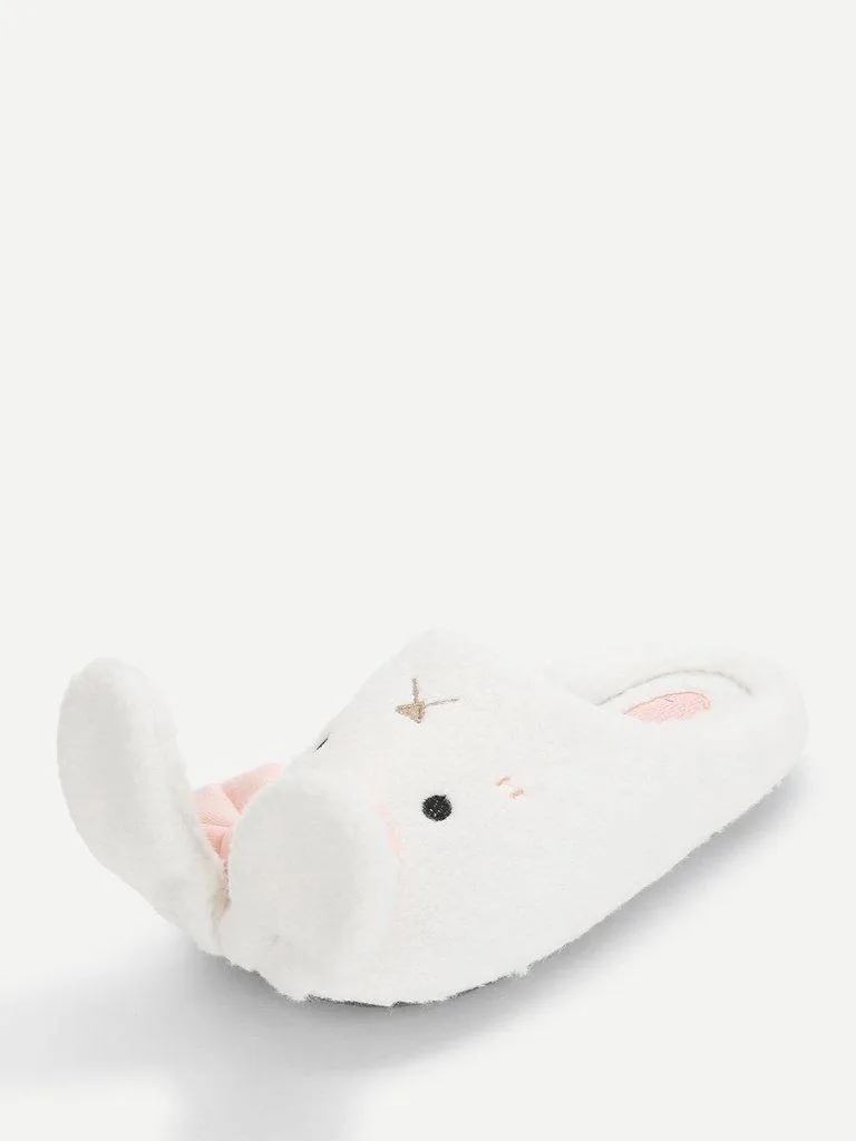 Rabbit Design Flat Slippers With Bow