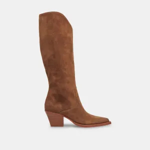 RAJ EXTRA WIDE CALF BOOTS BROWN SUEDE