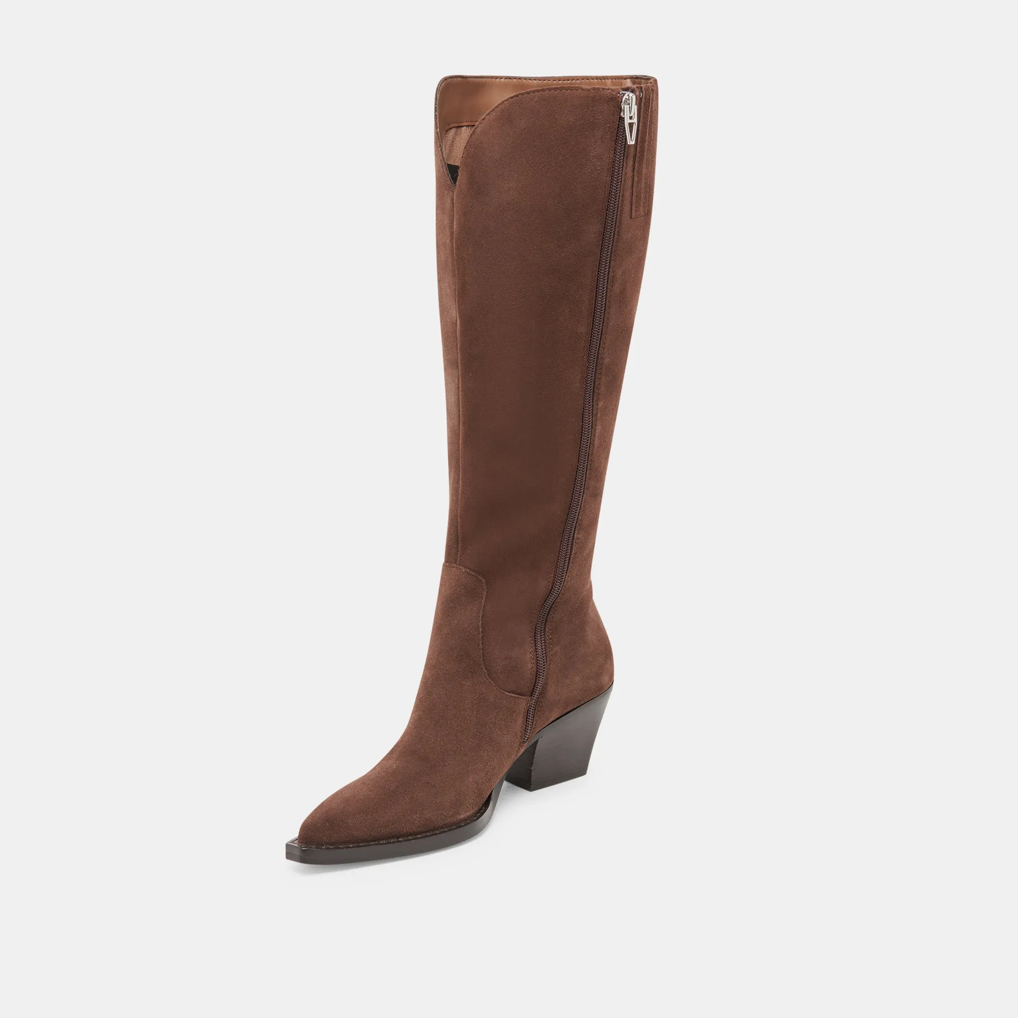 RAJ WIDE CALF BOOTS DK BROWN SUEDE