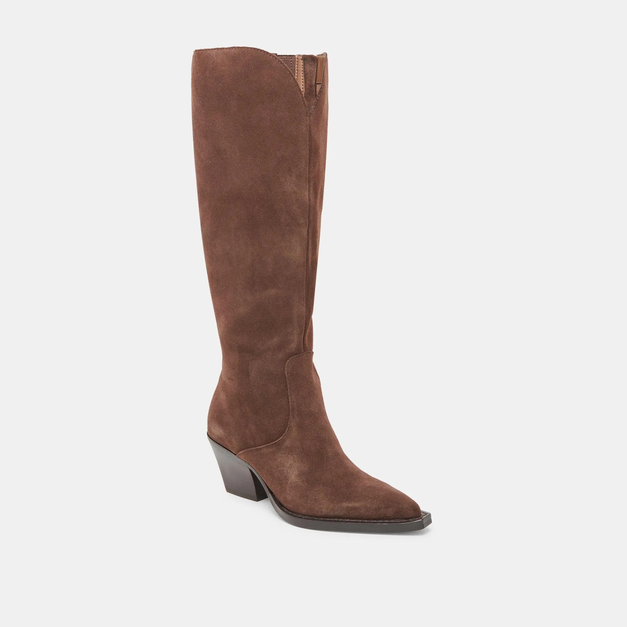 RAJ WIDE CALF BOOTS DK BROWN SUEDE