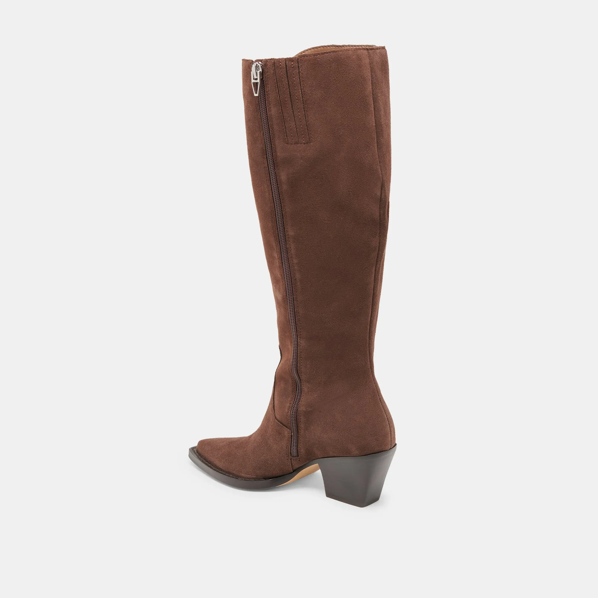 RAJ WIDE CALF BOOTS DK BROWN SUEDE