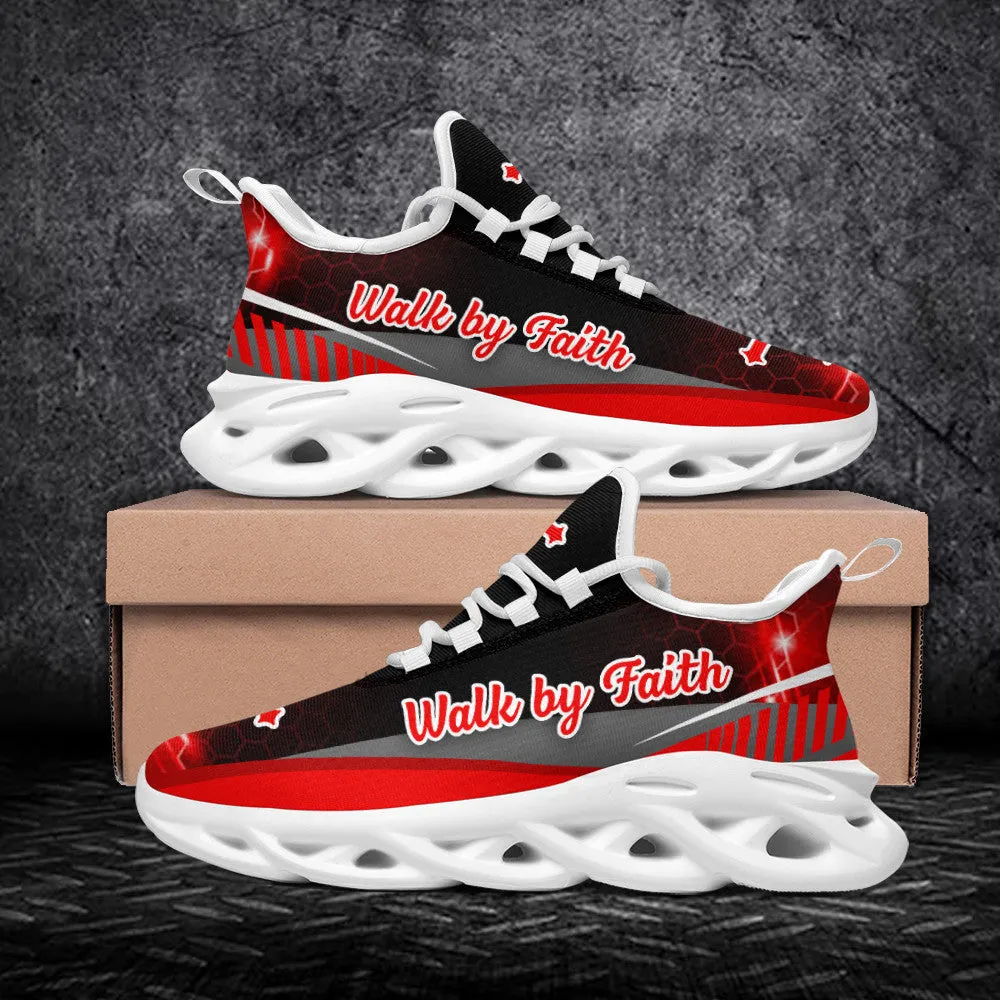 Red Jesus Walk By Faith Running Sneakers 3 Max Soul Shoes - Christian Shoes For Men And Women