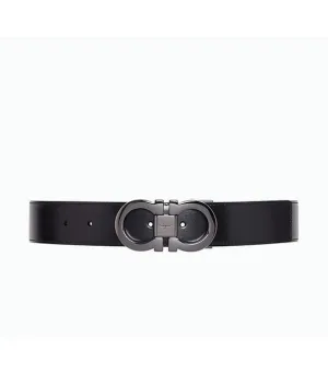 Reversible and Adjustable Gancini Belt Auburn Black