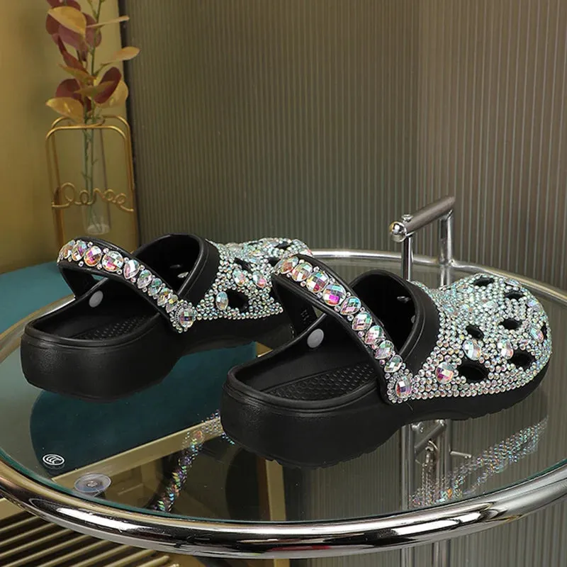 Rhinestone Beach Slides - Stylish Rhinestone Slippers for the Summer Season